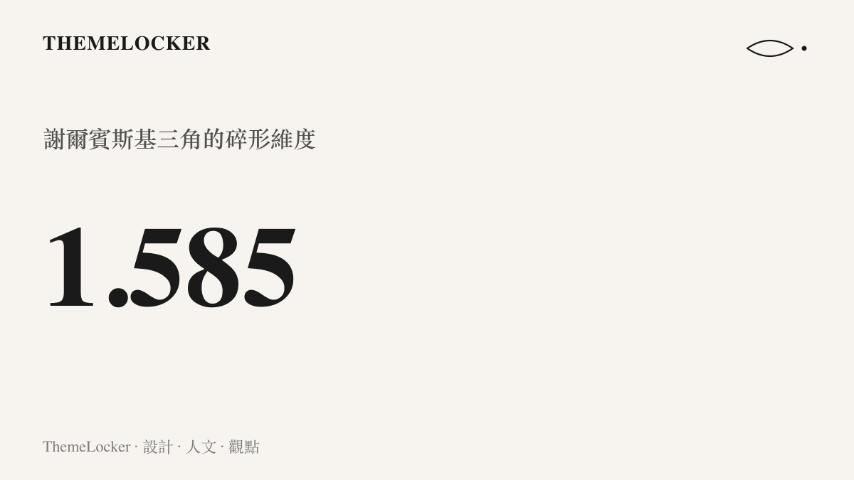 統計圖卡呈現謝爾賓斯基三角的碎形維度為 1.585，介於一維線段與二維平面之間