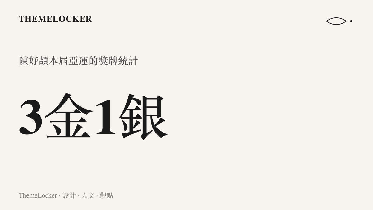 統計圖卡顯示陳妤頡在本屆亞運田徑賽事共獲得3面金牌與1面銀牌的獎牌總數