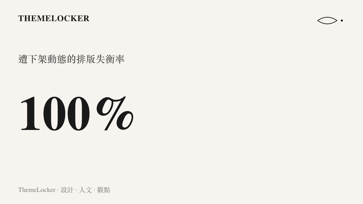 統計圖卡呈現遭下架動態中文字敘述與無關影像排版失衡的狀態達到百分之百