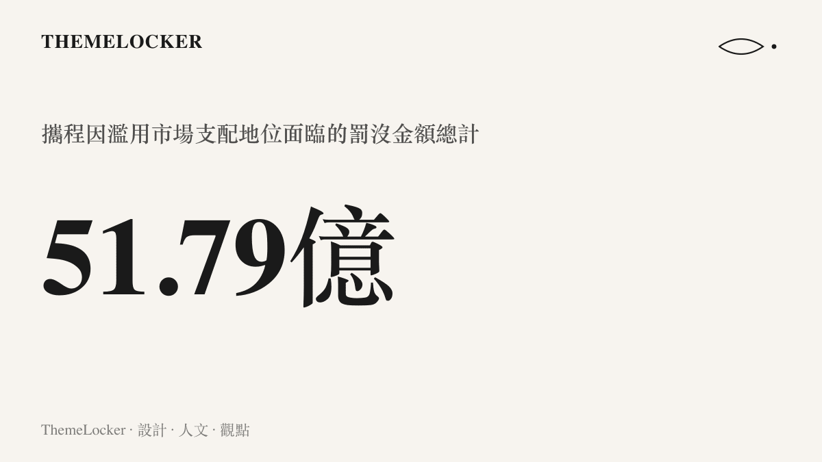 這張圖卡顯示攜程因為濫用市場支配地位而被判處五十一點七九億元人民幣的罰沒總金額。