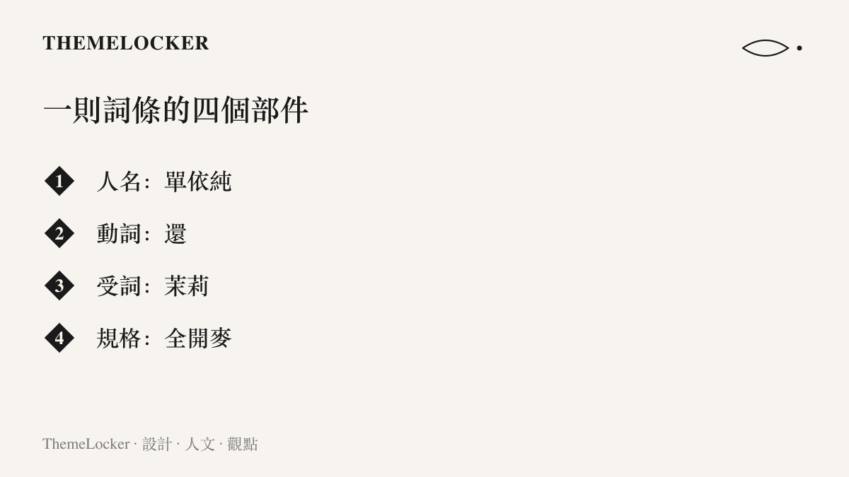 熱榜詞條單依純還你茉莉全開麥拆解出的四個部件，包含人名、還字動詞、茉莉受詞與全開麥規格標注