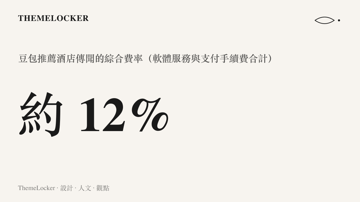 呈現百分之十一點四軟體服務費與百分之零點六支付手續費組成的飯店訂單綜合費率百分比。