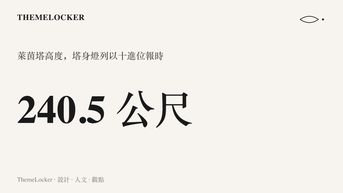 統計圖卡呈現杜塞爾多夫萊茵塔 240.5 公尺的高度，塔身燈列以十進位編碼顯示時、分、秒