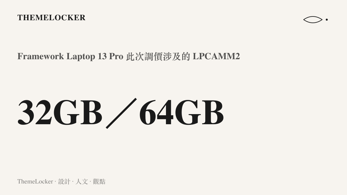統計圖卡標示 Framework Laptop 13 Pro 這波降價涉及 32GB 與 64GB 兩種 LPCAMM2 記憶體容量規格