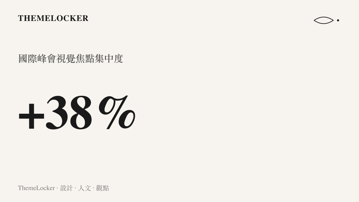 一項關於國際峰會空間設計的數據分析，顯示視覺焦點高度集中在會議桌與座椅區域。