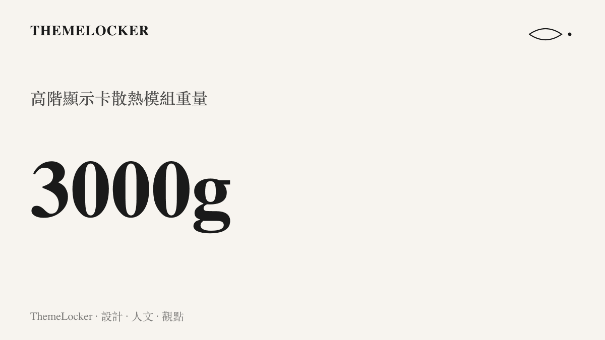 統計圖卡呈現高階顯示卡散熱模組的重量來到三千公克，顯示硬體設計的物理密度逐年攀升。