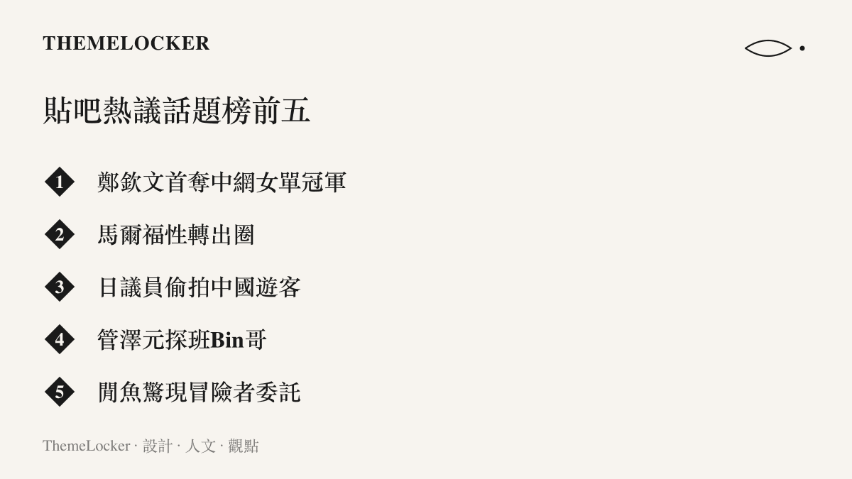 清單圖卡列出貼吧熱議話題榜前五位詞條，管澤元探班Bin哥排在第四位，介於網球冠軍新聞與二手平臺話題之間