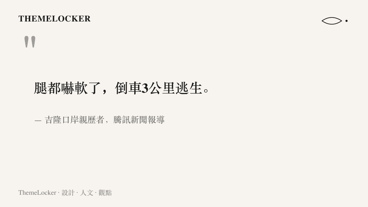 引言圖卡呈現吉隆口岸親歷者向騰訊新聞描述的逃生經過，腿都嚇軟了，倒車3公裏逃生
