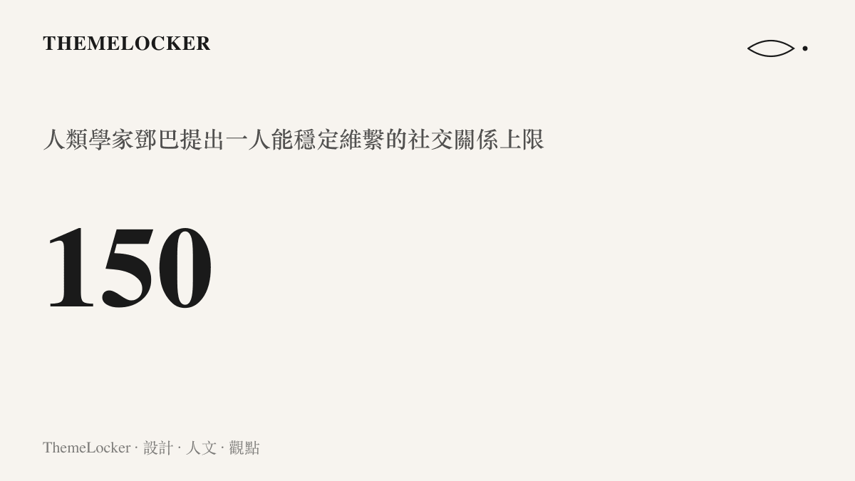 統計圖卡呈現人類學家羅賓鄧巴提出的一百五十人穩定社交關係上限，對照通訊錄裡數百個名字的囤積規模