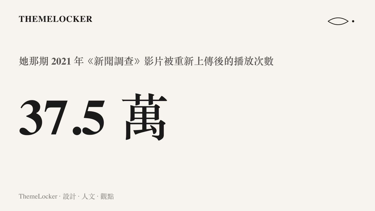 統計圖卡呈現敬一丹生前最後一期新聞調查影片在搜尋頁上累積的三十七點五萬次播放