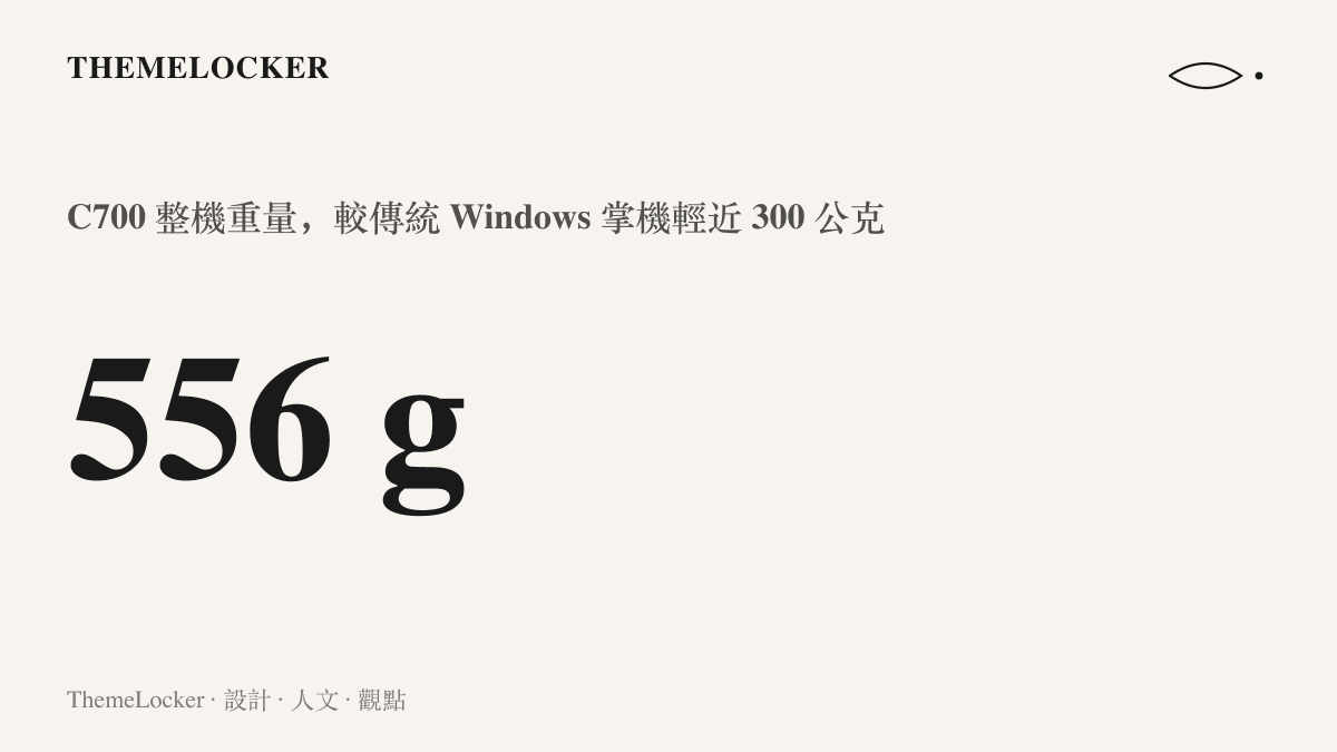 統計圖呈現拯救者 C700 整機重量約 556 公克，比傳統 Windows 掌機輕了近 300 公克