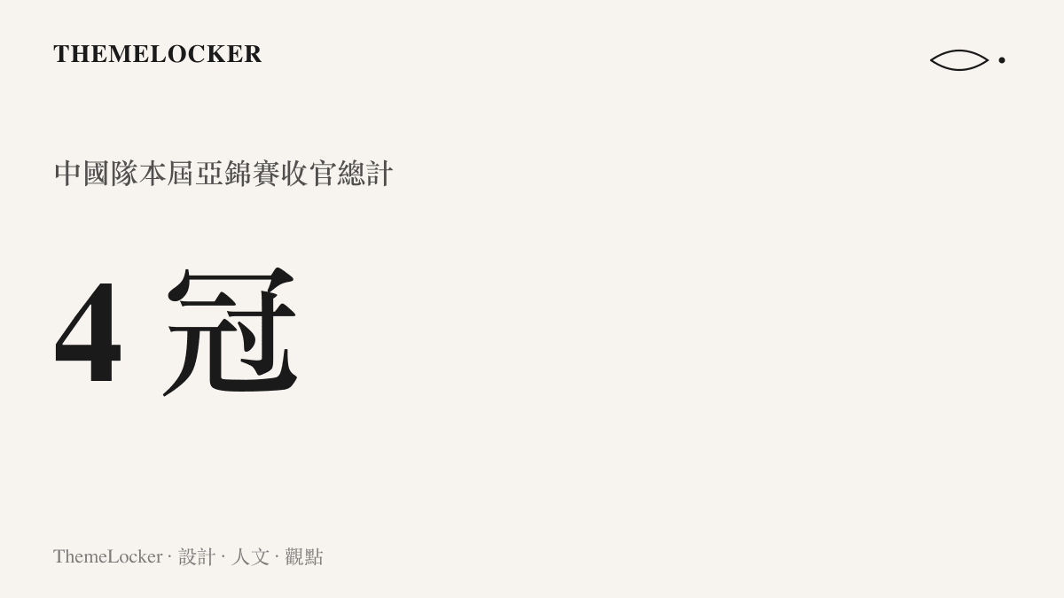統計圖卡呈現中國桌球隊在本屆亞錦賽以四項冠軍作收，其中決賽日單日取得三項冠軍與一項亞軍
