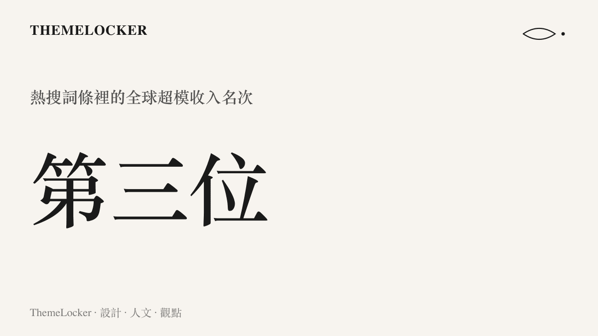 統計圖卡呈現劉雯在全球超模收入排行榜名列第三的位次，也是熱搜詞條裡唯一被保留的數字