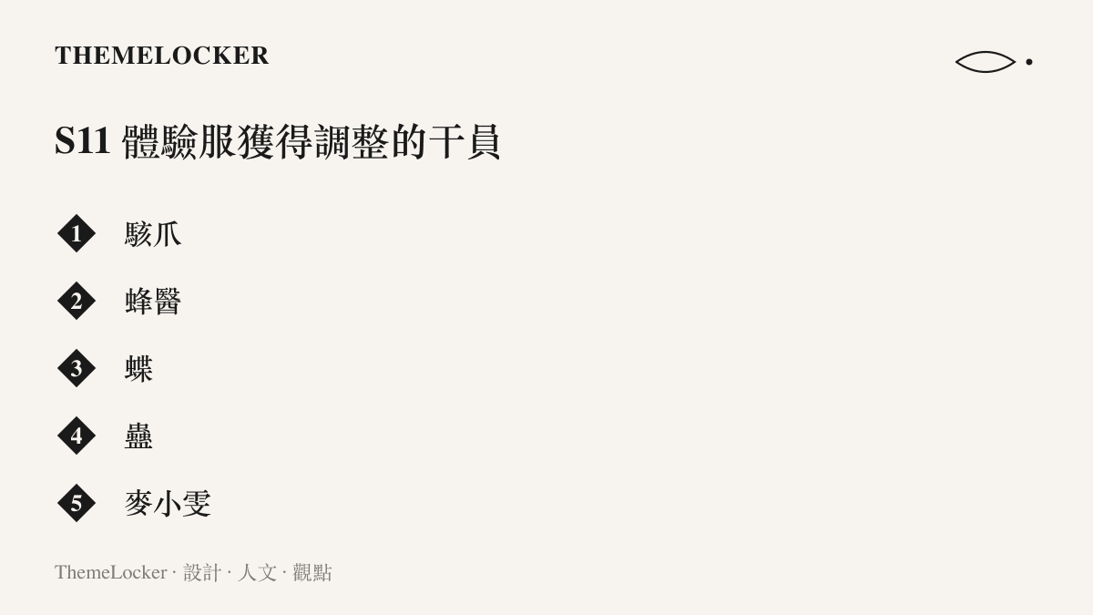 S11 體驗服公告中獲得調整的幹員名單，包括駭爪、蜂醫、蝶、蠱與麥小雯等以支援位為主的角色
