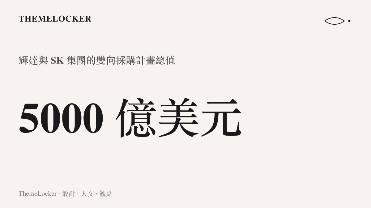 圖卡呈現輝達與 SK 集團雙向交易計畫超過五千億美元的採購總值規模