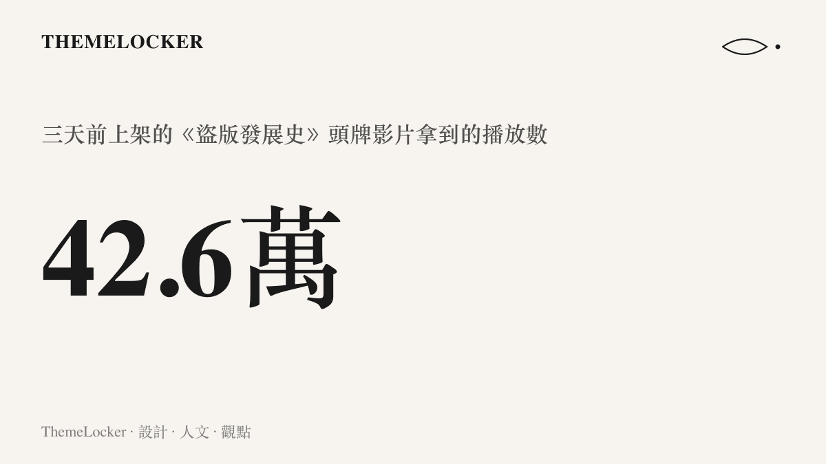 統計圖卡呈現《盜版發展史》頭牌影片在B站搜尋頁累積四十二點六萬次播放