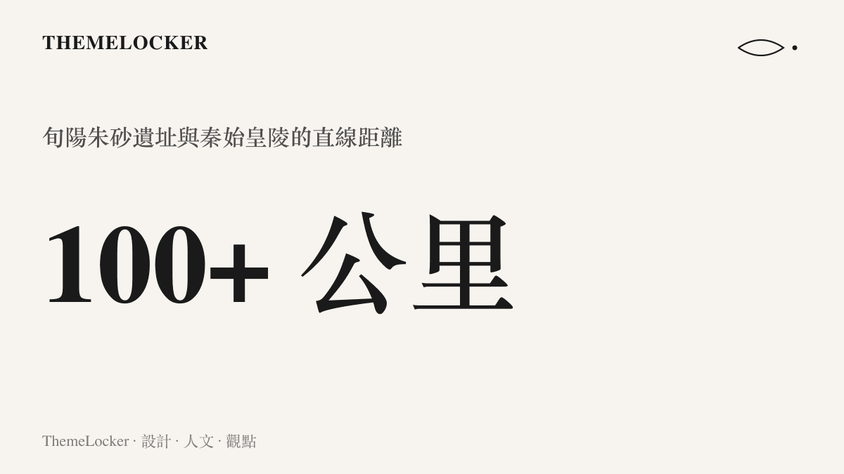 統計圖卡呈現陝西旬陽新認定的三處朱砂遺址，與驪山腳下秦始皇陵之間一百多公裏的直線距離