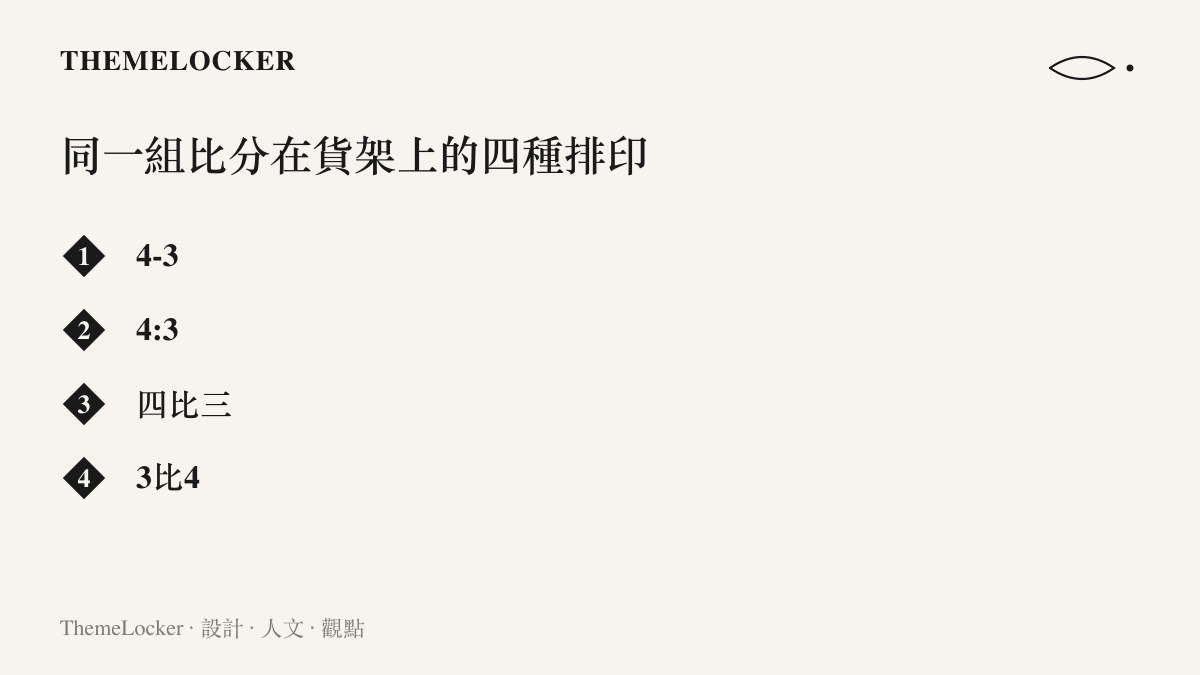 清單圖卡列出皇馬對羅馬同一場比數在搜尋結果標題裡出現的四種寫法，包括連字號的4-3、冒號的4:3、國字口語的四比三，以及羅馬在前的3比4