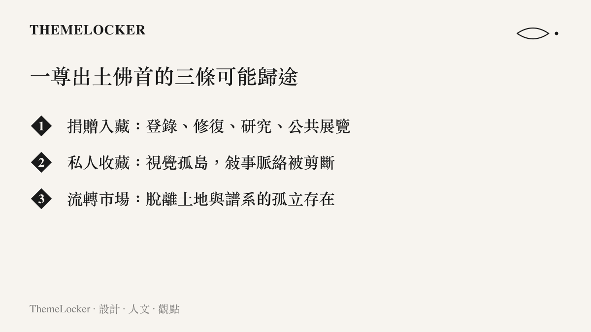 出土佛首三條可能歸宿的比較清單圖卡