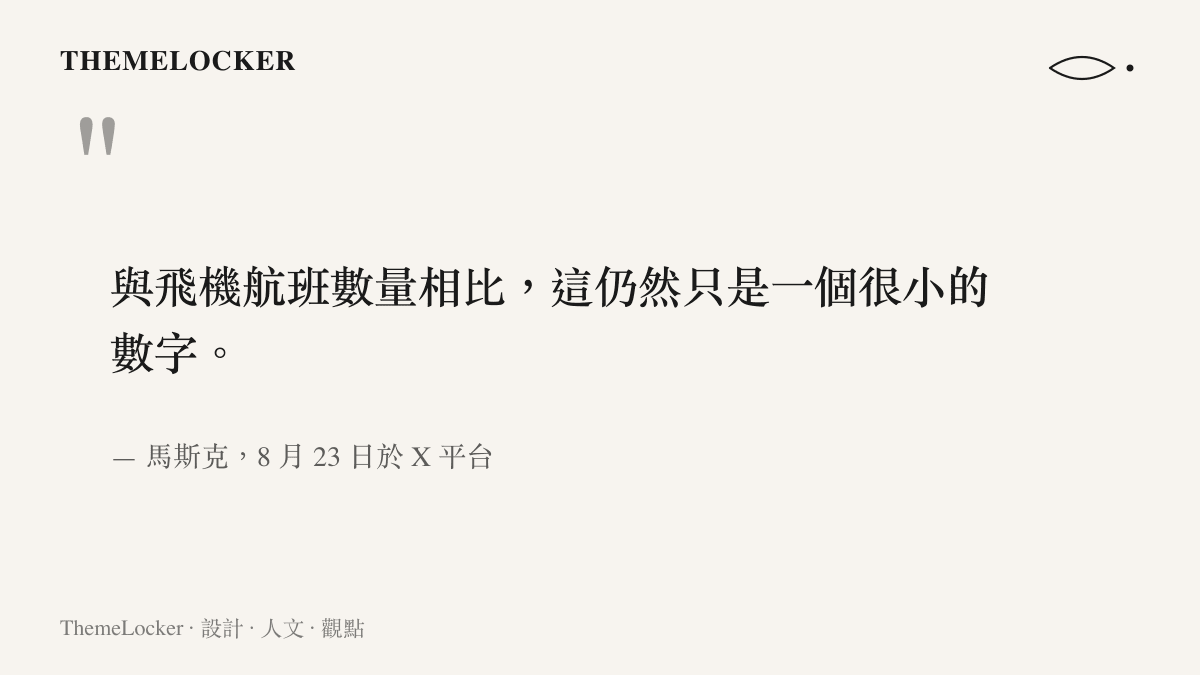 引言呈現馬斯克在 X 平臺的回覆原文，他把每天 30 次以上的星艦發射目標與飛機航班數量相比，稱其仍是很小的數字