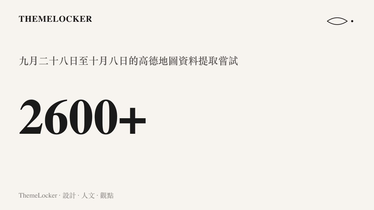 十一天內累積超過兩千六百次高德地圖資料提取嘗試的總量數據