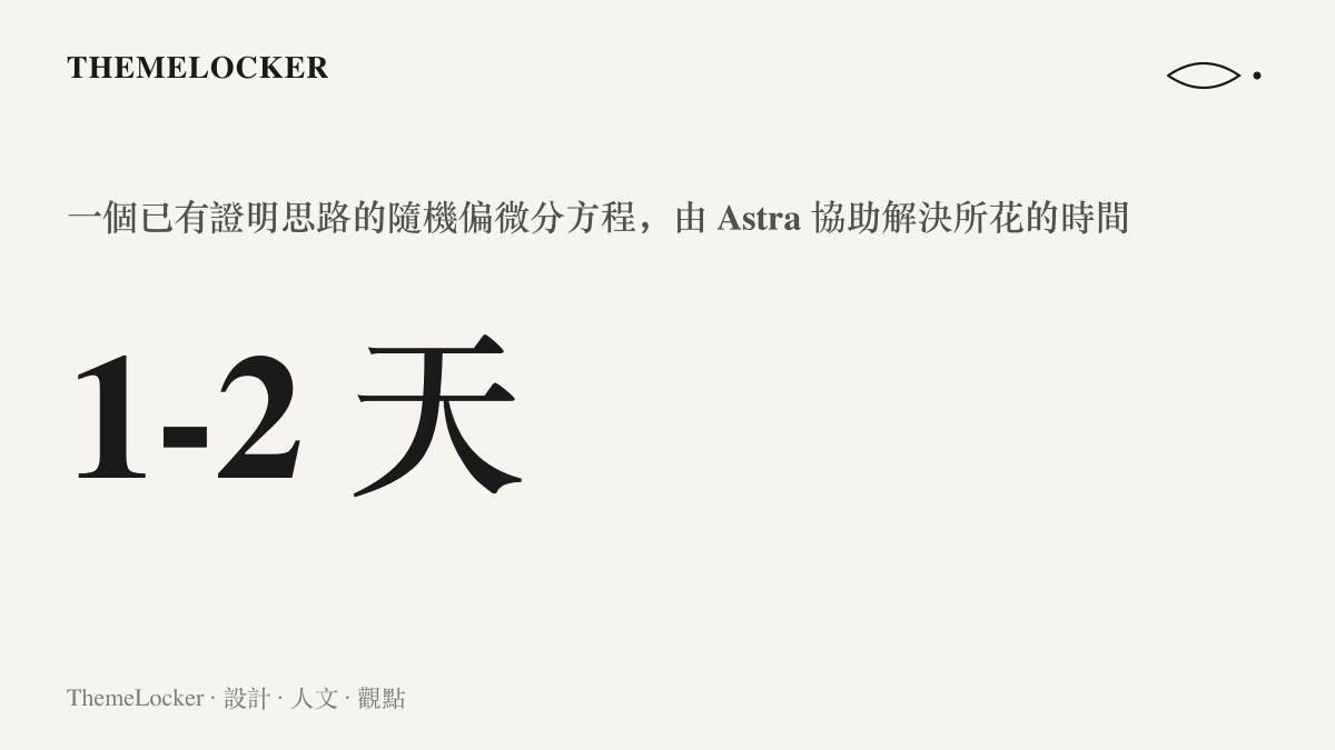 統計圖卡呈現一個人類已有證明思路的隨機偏微分方程，由 Astra 協助在一至兩天內解決