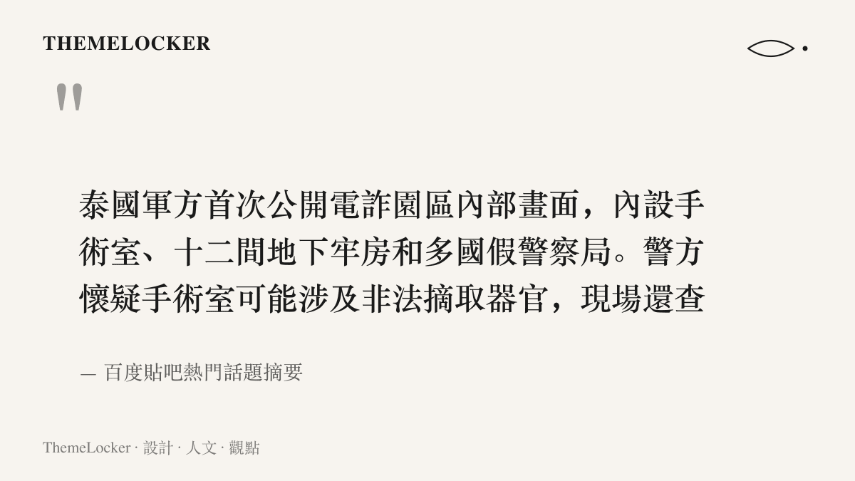 引文寫明泰國軍方首次公開電詐園區內部畫面，園內設有手術室、十二間地下牢房與多國假警察局，並查獲電椅與電棍等物品