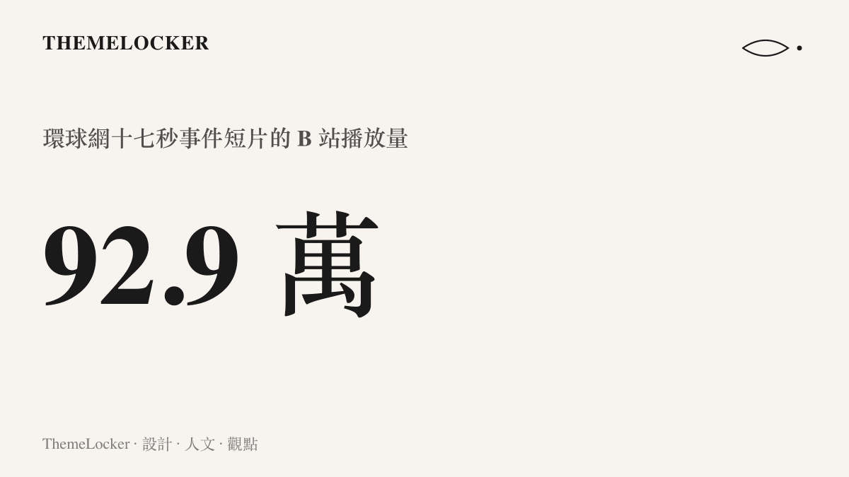 統計圖卡呈現環球網釋出的十七秒錯播國歌短片，在 B 站獲得約九十二點九萬次播放