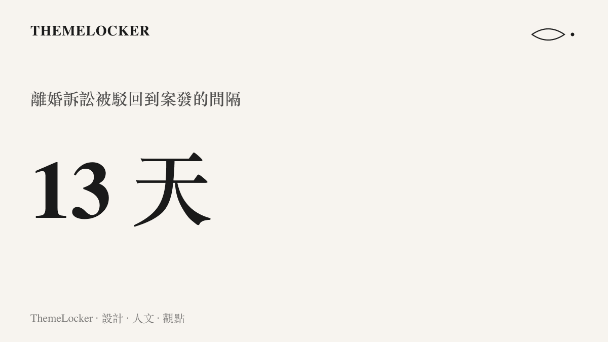 統計圖卡呈現十三天這個數字，標示苗苗第二次離婚訴訟遭法院駁回到案發之間的間隔天數