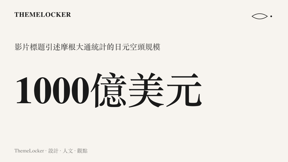 統計圖卡呈現影片標題引述摩根大通統計的一千億美元日元空頭部位規模