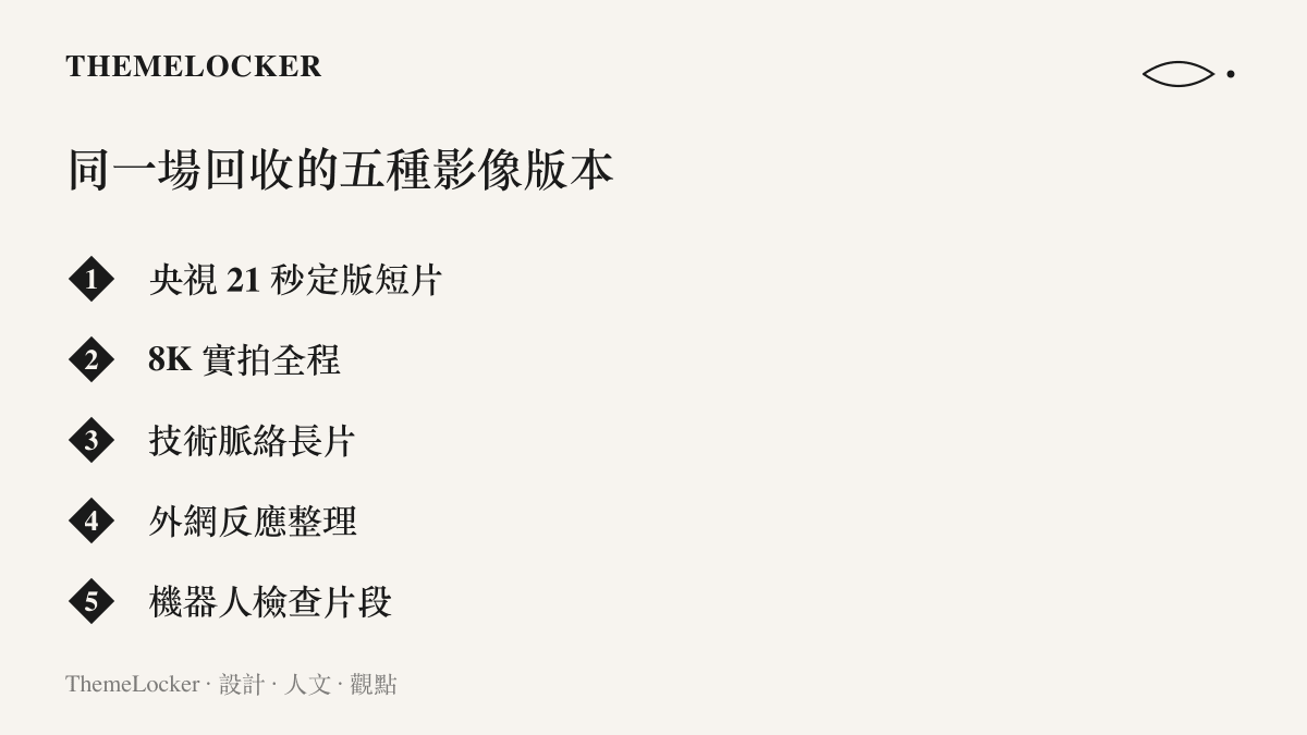 清單圖卡列出朱雀三號陸地回收在B站上的五種影片版本，從央視定版短片、8K實拍、技術長片到機器人檢查片段