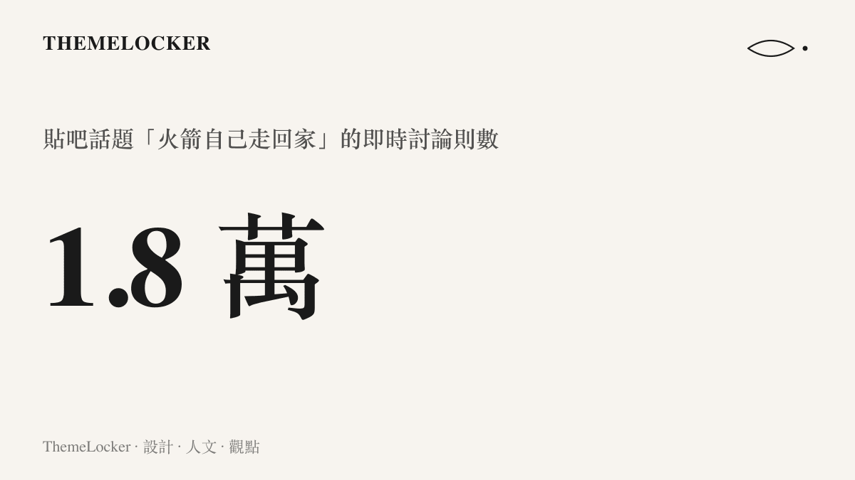 統計圖卡呈現貼吧話題火箭自己走回家的即時討論累積約一點八萬則，反映火箭入軌回收任務引發的關注規模