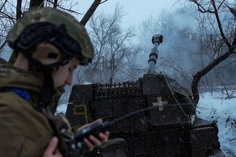 圖為烏克蘭頓內茨克地區巴赫姆特前線的軍人。（路透社）